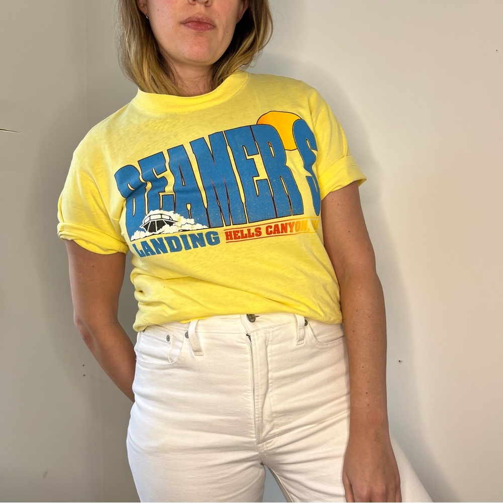 Vintage Hells Canyon Boat Graphic Yellow Tee